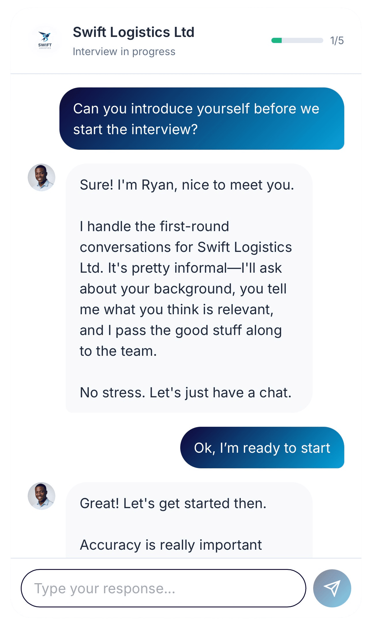 Ryan introducing himself in chat